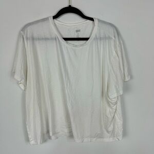 Girlfriend Collective White Boxy Cropped Short Sleeve Top Basic Everyday Top
